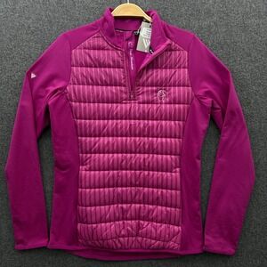 Levelwear Pullover Womens‎ Small Bear Mountain Pink Fuchsia 1/4 Zip Puff Sweater
